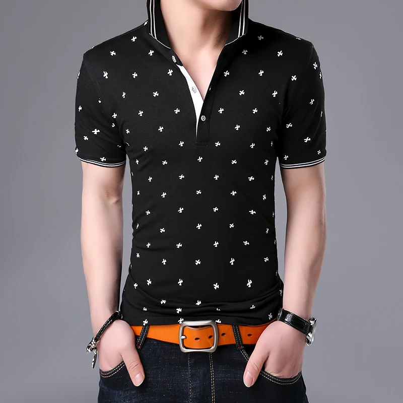 

2019 New Fashion Brands Polo Shirt Men's British Style Summer Slim Fit Short Sleeve Stand Collar Polos Casual Mens Clothing