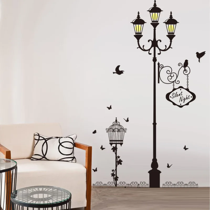 Lamp story Street bird living room bedroom third-generation removable wall sticker PVC 60*90cm | Дом и сад