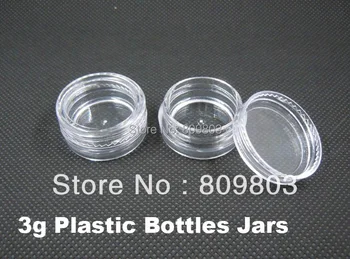 

Freeshipping- 3g Clear Round Plastic Bottles Jars / Nail Art Decorative Storage 20pieces / lot