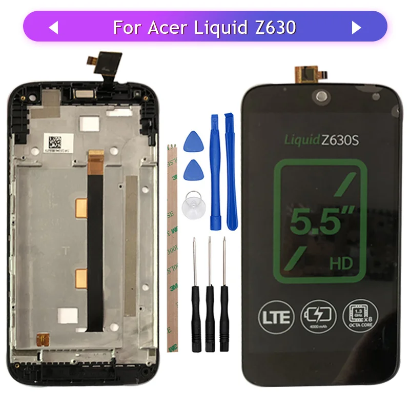 1 шт. для Acer Liquid Z630 Z630S ЖК-дисплей с рамкой сенсорный экран стекло дигитайзер в