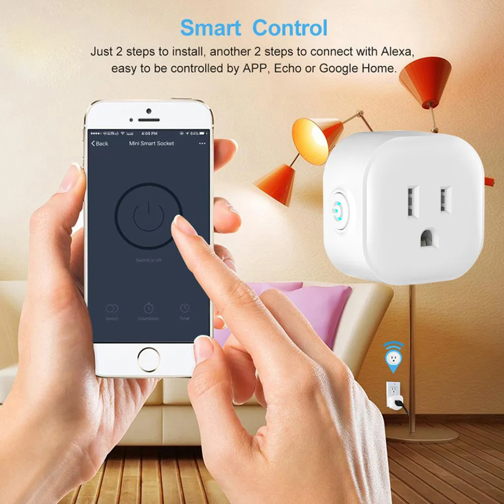 2 шт. WiFi Smart Беспроводной Разъем smart Plug Wi-Fi с поддержкой мини Розетки умная розетка Управление Ваш Электрический дэвов m.16