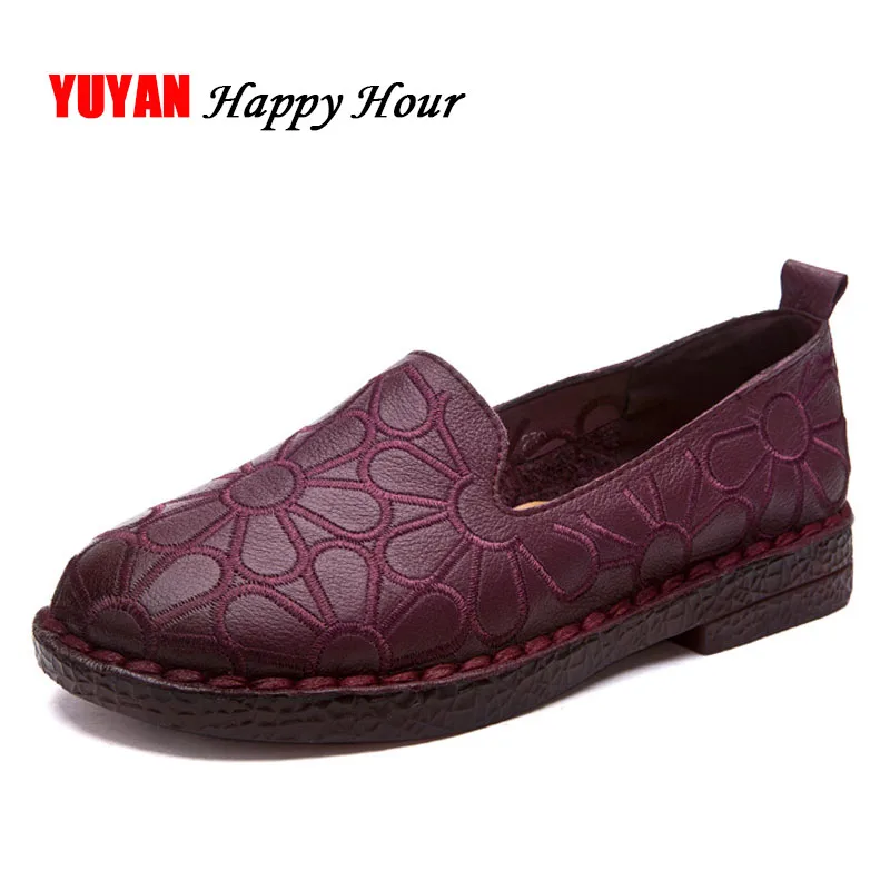 

Flower Brand Loafers Women Genuine Leather Shoes High Quality Women's Flats Pregnant Mother Shoes ZH2882