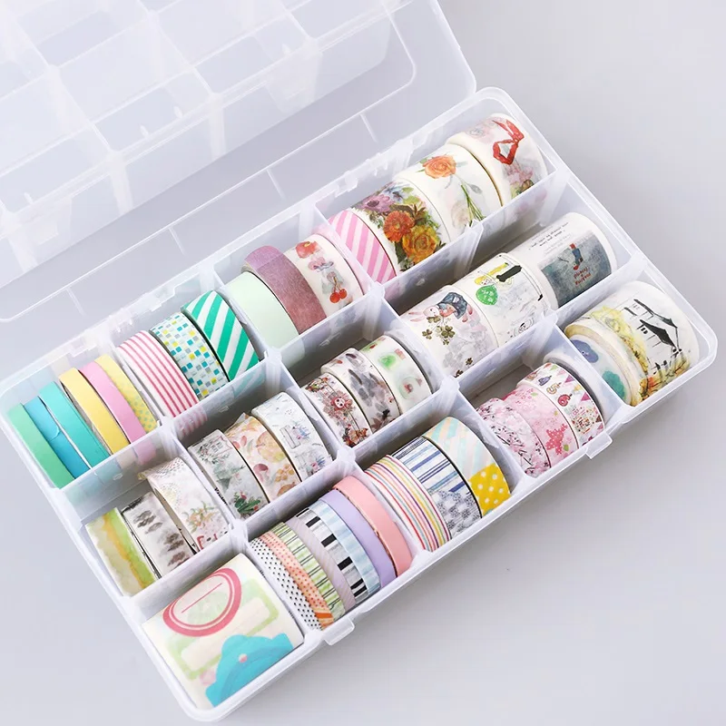 PP Transparent Washi Tape Box Stationary Storage Box Washi Tape Set
