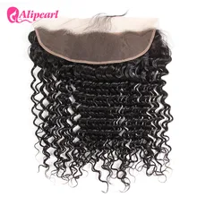 Волосы alipearl Бразильские глубокие волнистые кружева фронтальное Закрытие 13X4 с волосами младенца человеческие волосы часть цвет 1b remy волосы