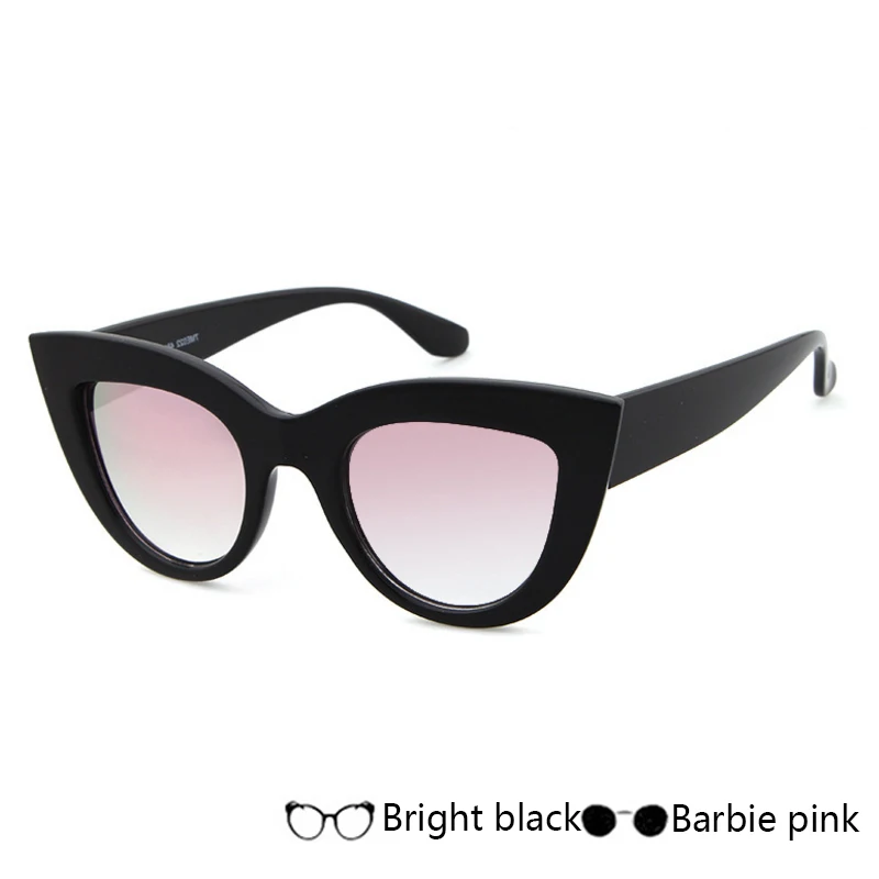 VRCHIC, Ретро стиль, толстая оправа, кошачий глаз, солнцезащитные очки для женщин, для девушек, фирменный дизайн, зеркальные линзы, солнцезащитные очки «кошачий глаз» для женщин, oculos de sol - Цвет линз: E