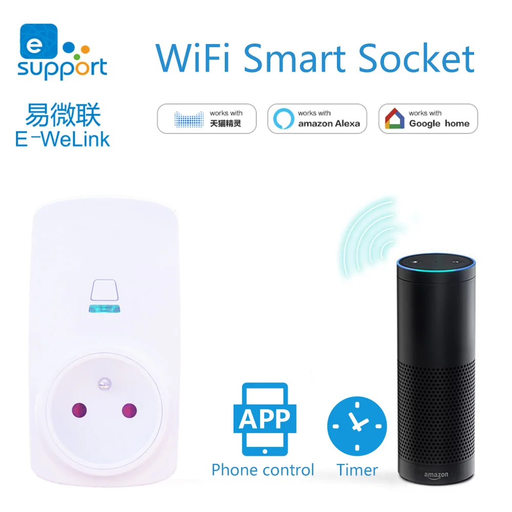 Умная розетка с Wi Fi Tonbux AU/FR/EU/UK светодиодная подсветка Max250V работает Google Home|Умные