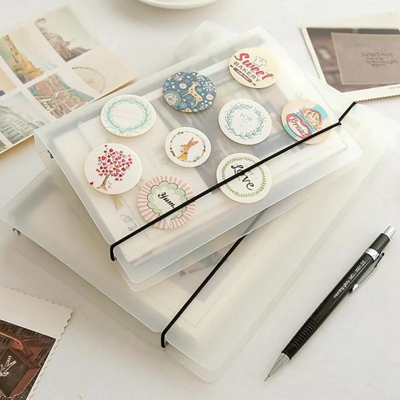 

A5 A6 A7 Transparent Abrasive Spiral Notebook Cover Loose Diary Coil Ring Binder Filler Paper Bag Card Storage