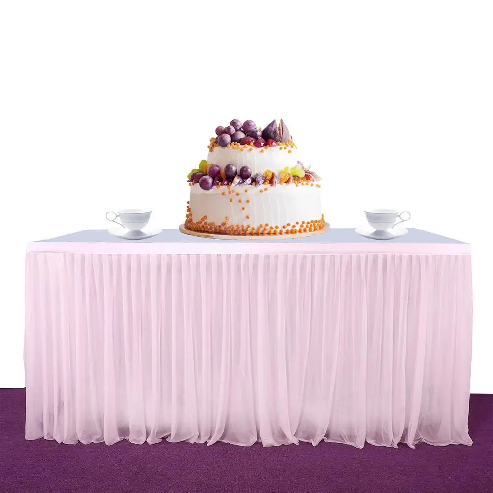 Adeeing High-end Stretch Yarn Elegant Mesh Fluffy Tutu Table Skirt for Party Wedding Birthday Party Home Decoration