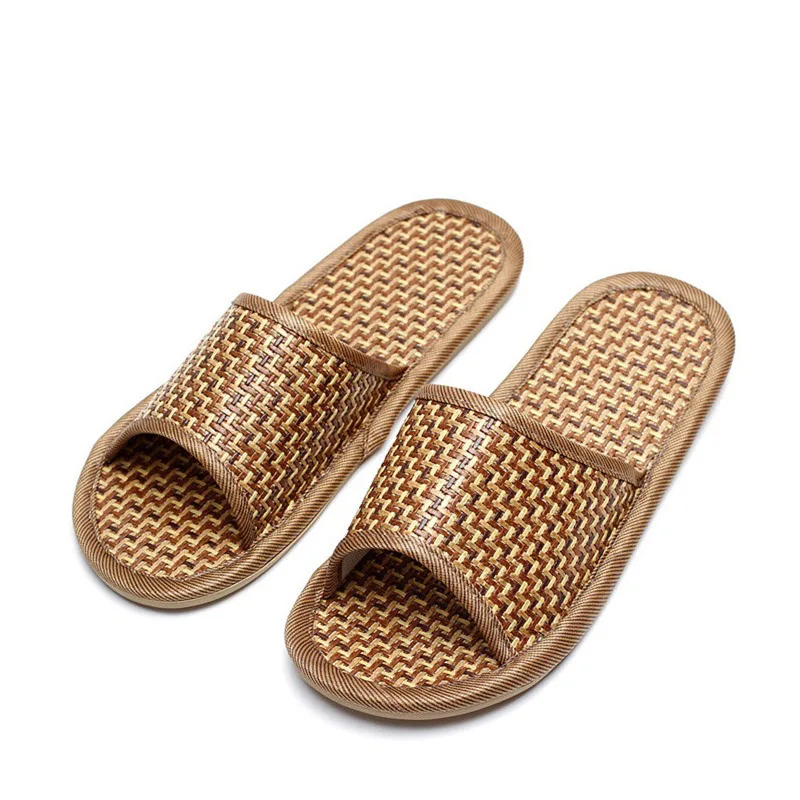 

Bamboo Weaving Straw Slippers Female 2019 Summer Bathroom Indoor Sandals And Slippers Home Breathable Non-slip Slippers