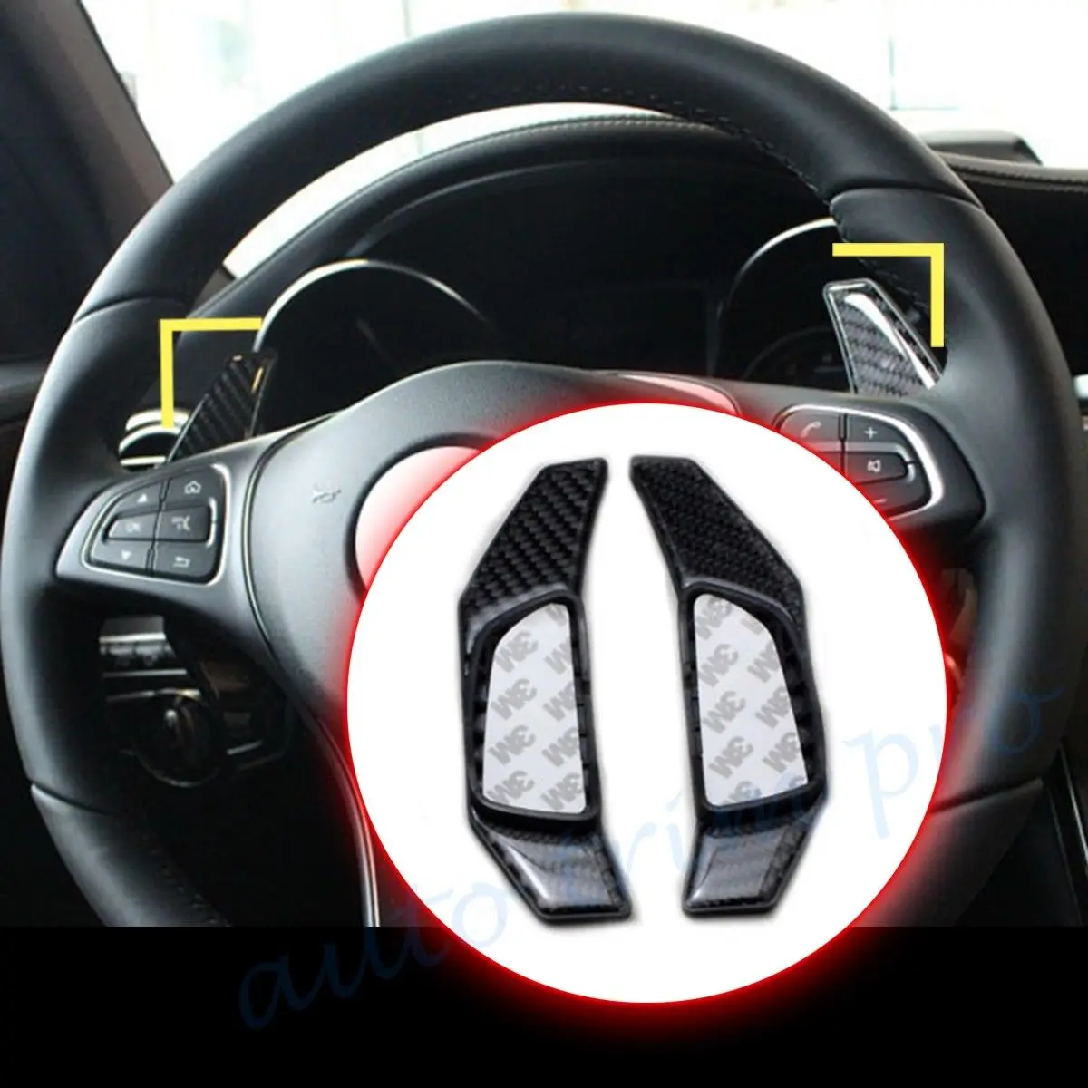 2X Carbon Fiber Gear Shift Level Paddle Steering Wheel Shifter