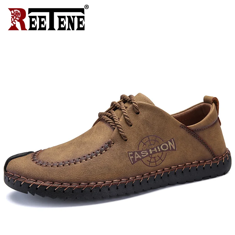 

REETENE Fashion Men Shoes Leather Mens Shoes Autumn Leather Shoes Men Chaussures Hommes En Cuir Plus Size 38-46 Moccasins