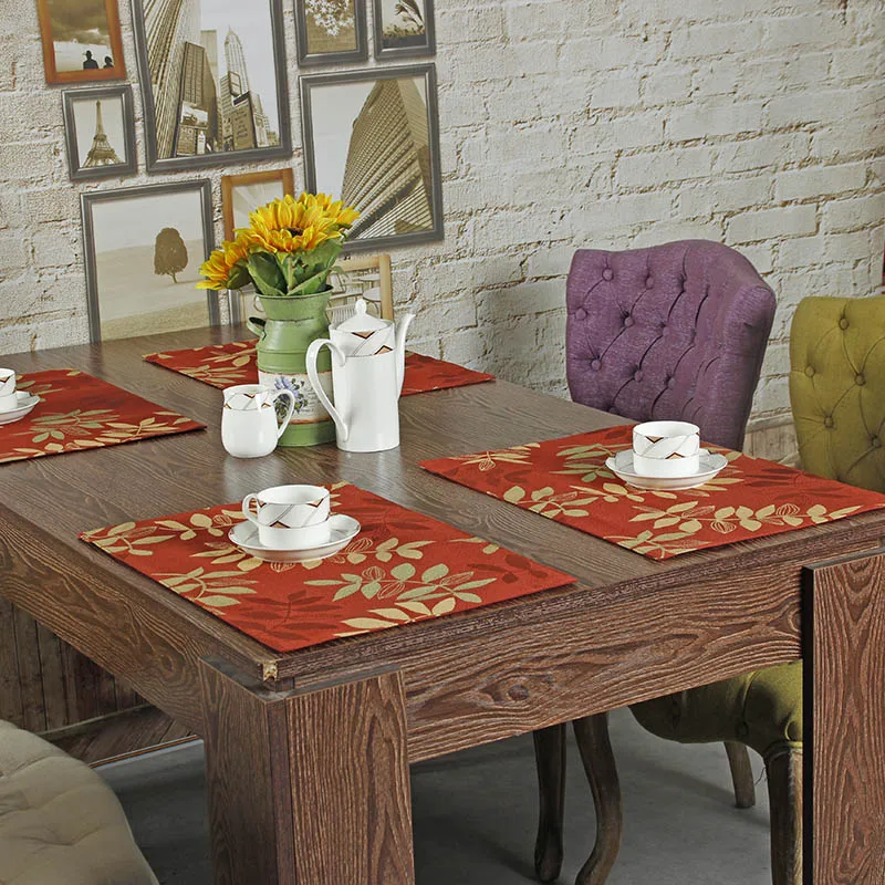 Jacquard Placemats Dining Leaf Table Mats American Country Fabric Doily