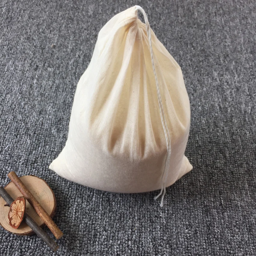 10 шт Drawstring хлопка фильтр многоразовый мешок Кухня суповой пакет рогожа вода