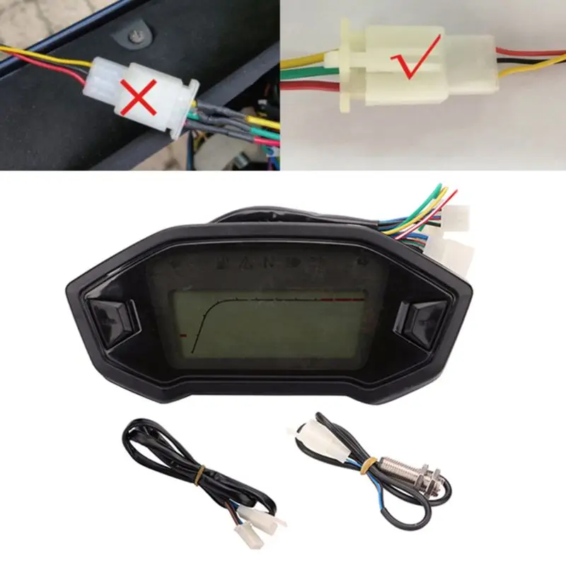 

velocimetro moto Motorcycle Speedometer Colorful LCD Digital Speedometer Odometer Tachometer W/ Speed Sensor Universal