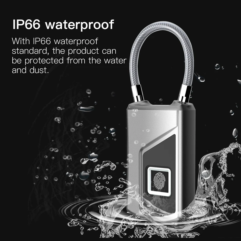  Anti-robo Bluetooth cerradura impermeable IP66 inteligente portátil biométrico de huellas dactilare