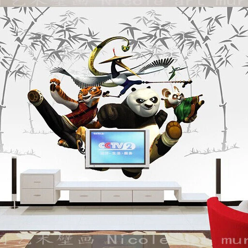 Pengiriman gratis 3d panda mural besar, ruang tidur anak anak kamar ... Rendering 3d gratis