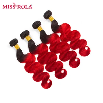 

Miss Rola Hair Pre-Colored Ombre Mongolian Body Wave 4 Bundles 100% Human Hair Weaving T1B/39J Color Extensions Non-Remy Hair