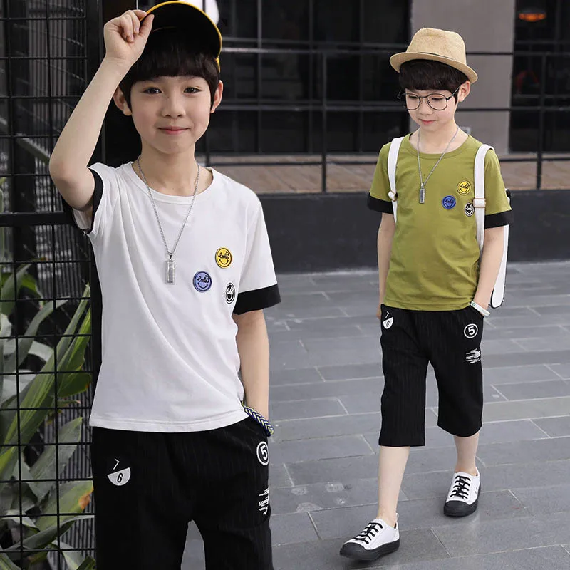 Child Summer Boys Clothing Sets T shirt + Half Pants 2 Piece Set Boy