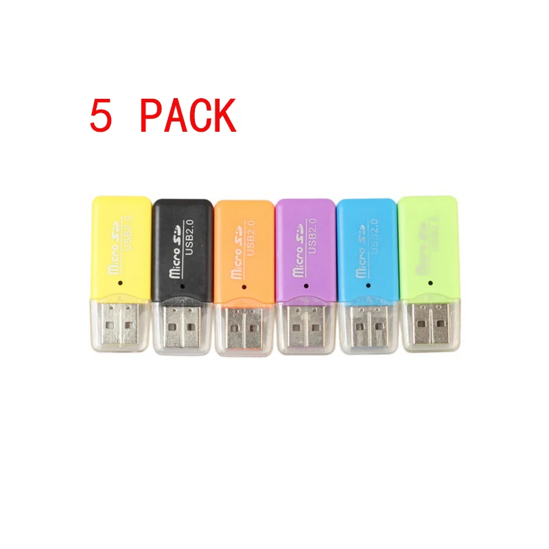

5pcs Portable High Speed Colorful Available Mini USB 2.0 Card Reader Micro SD TF Memory Card Reader For PC Laptop Accessories