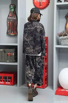 

New Korean fashion long sleeves slim two-piece cotton and linen casual trousers suit women's tide