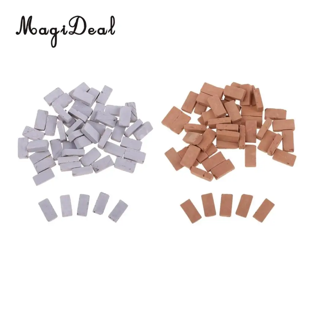 100x 1/16 Mini Realistic Clay Bricks Model for Sand Table Scenery Building DIY Accs
