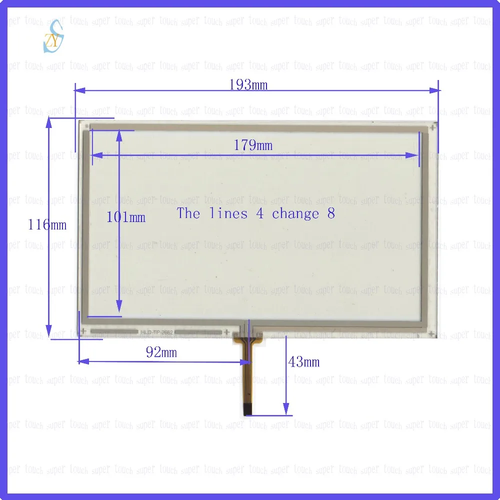 

ZYS HLD-TP-2682 compatible touchglass 8inch 4lines resistance screen this is compatible Touchsensor 4change8lines