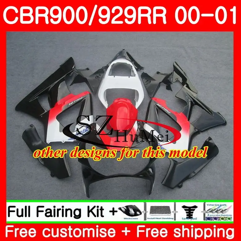 Корпус для HONDA CBR900 RR CBR 929RR 00 01 CBR 929 RR 56SH2 CBR929RR 00 01 CBR900 RR CBR 929 RR 2000 2001 Обтекатели Топ глянцевый черный