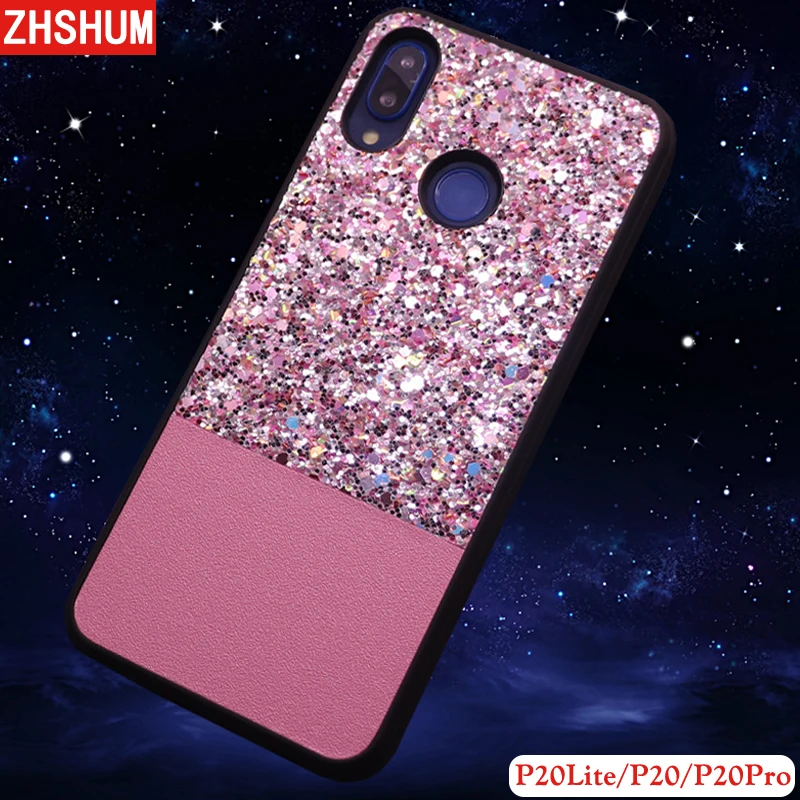 Модные блестящие чехол для huawei P20 Lite Pro мягкие из искусственной кожи блестками
