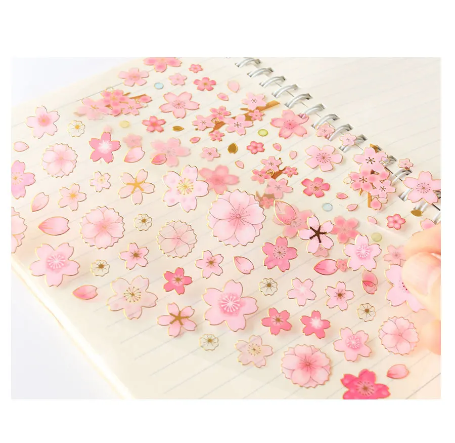 Цветы сакуры золочение декоративные наклейки клей наклейки DIY украшения дневник канцелярские наклейки детский подарок