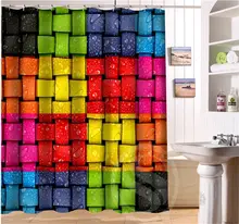Couleur fluorescente couleur motif décoratif Personnalisé Personnalisé Rideau De Douche Rideau De Bain Étanche Écologique SQ0506-L08