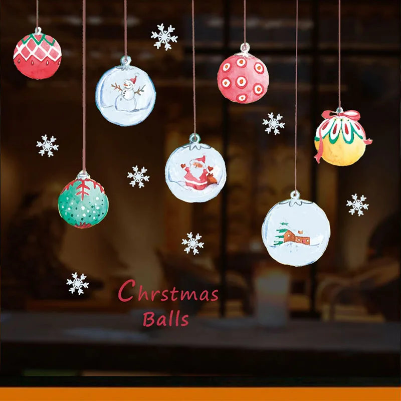 

% Christmas Balls Wall Sticker Home Decoration Accessories Window Shop Glass Decals PVC Xmas Mural Wall Art Festival DIY Decor