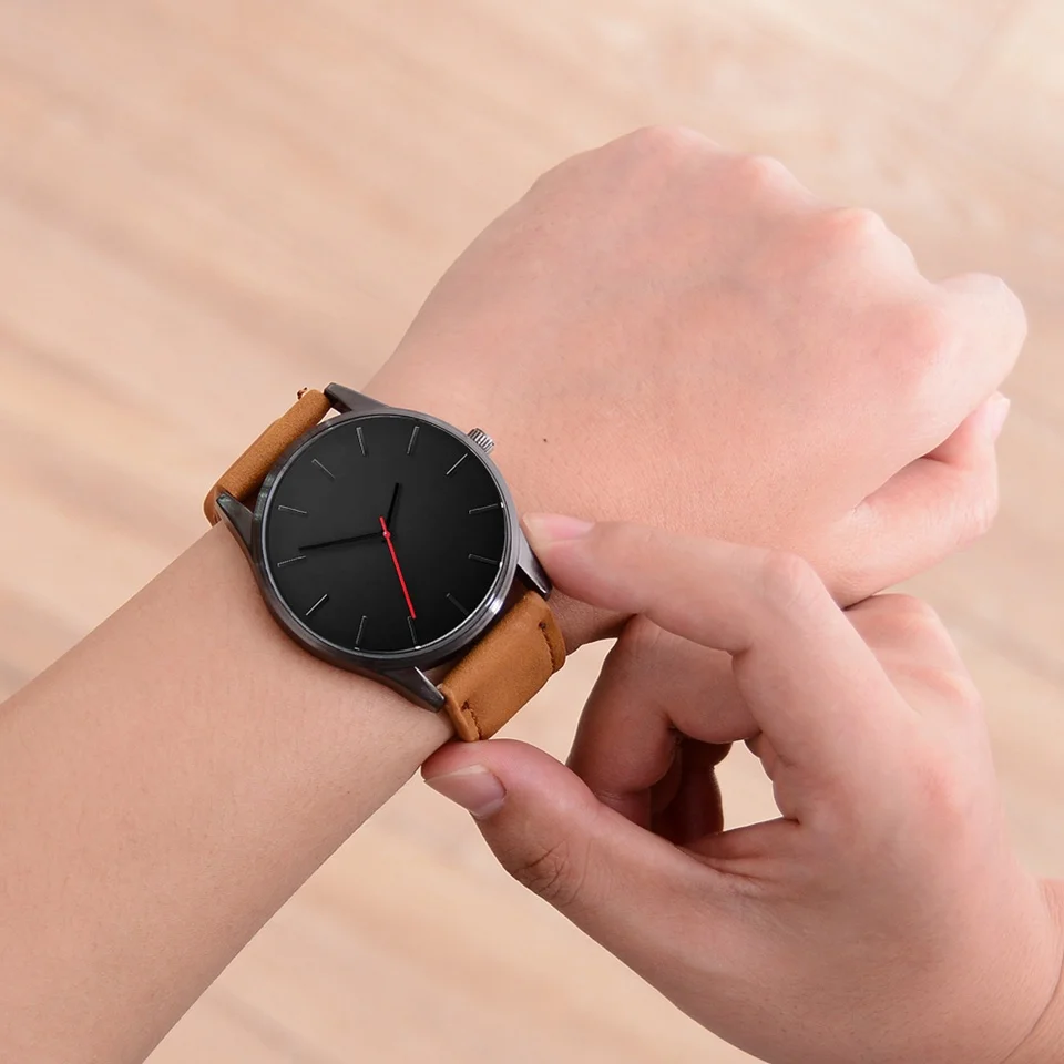 Reloj 2019 модные военные кварцевые мужские часы с большим циферблатом кожаные