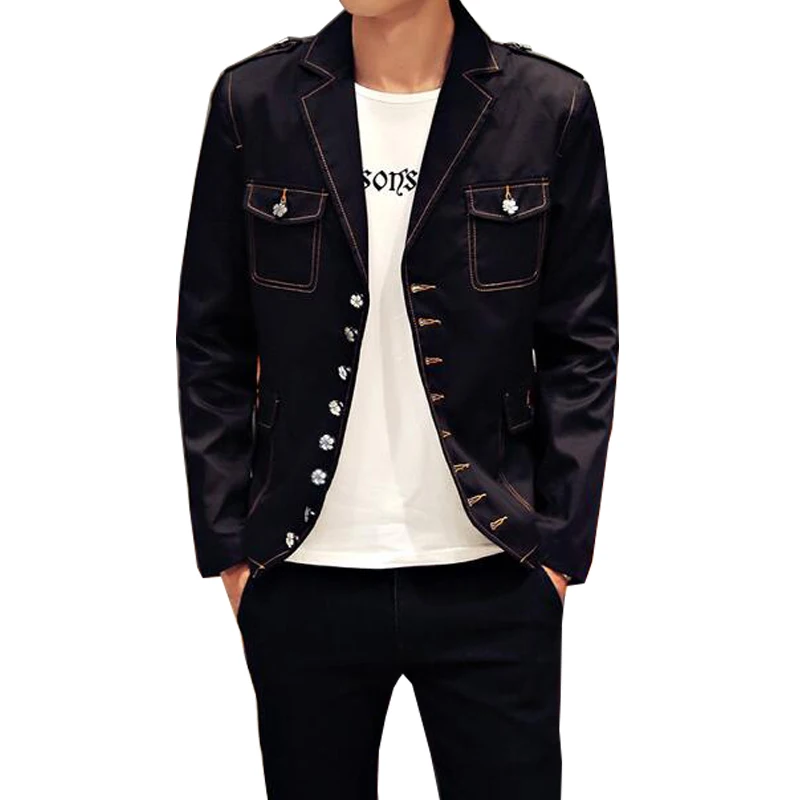 New Sale Spring Fashion Brand Men Blazers Slim Fit Motorcycle Cowboy Mens Denim Blue Jeans Suit Jacket Blazer Suit Men