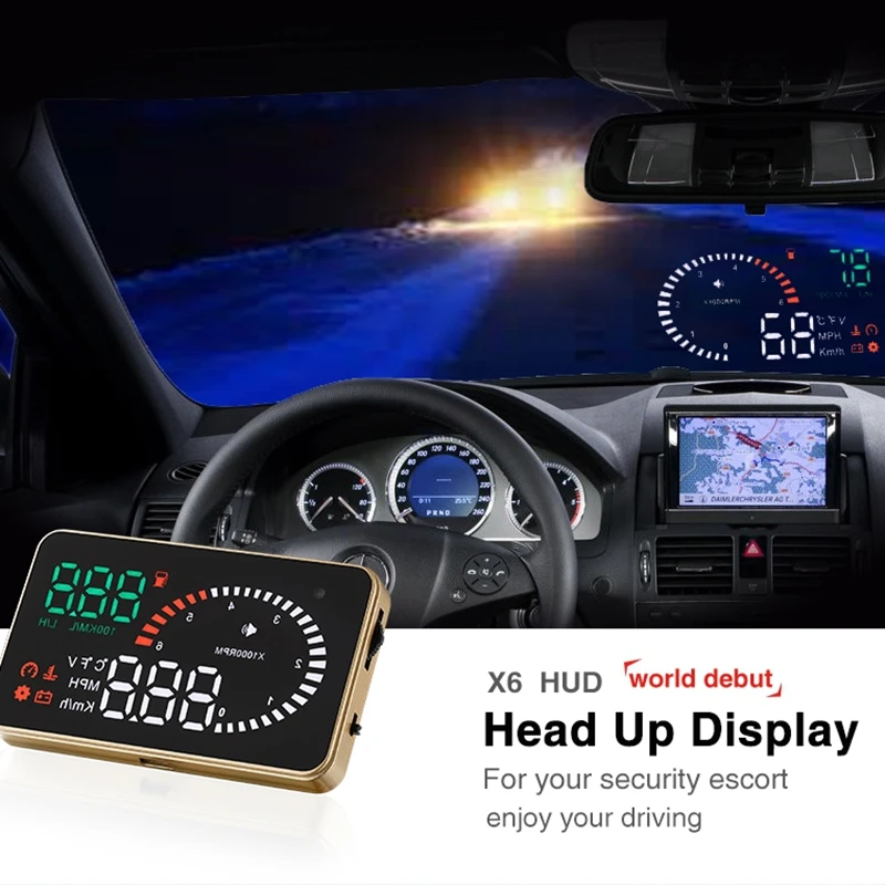 Car HUD Head Up Display Overspeed Warning OBD 2 Windshield Speedometer Projector
