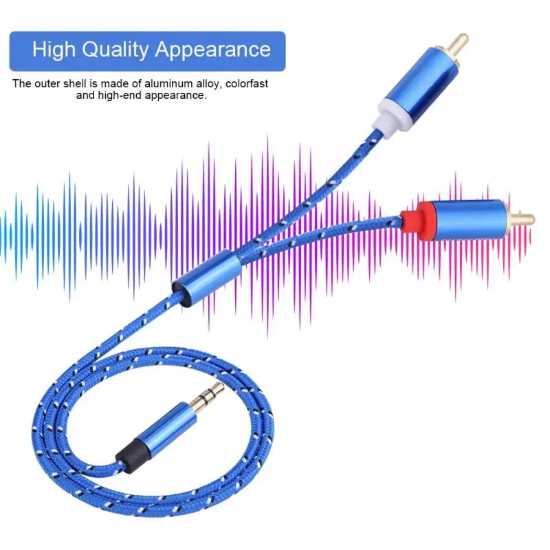 Позолоченный аудио кабель 3 5 мм на 2 RCA Hi Fi стерео сигнальный провод сплиттер для