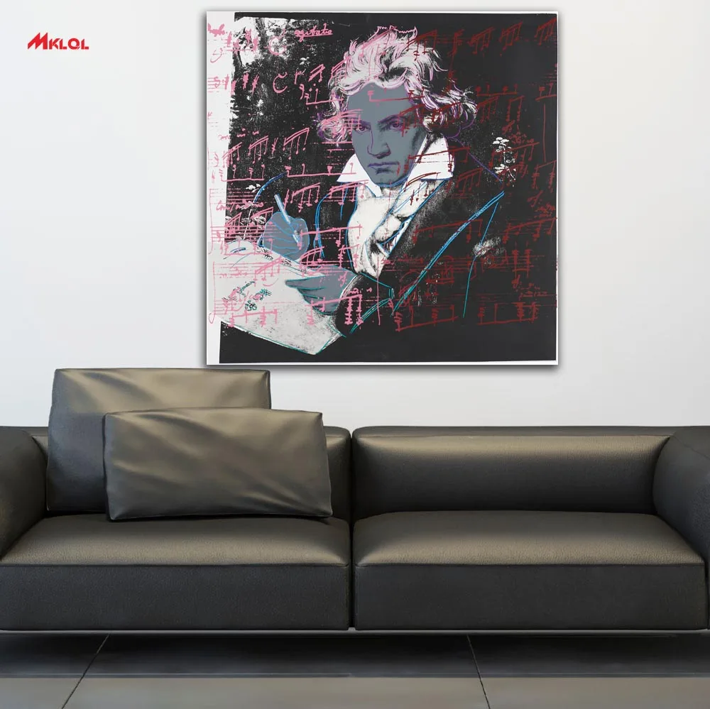 Большая Художественная масляная живопись Andy Warhol Beethoven настенная холст краски
