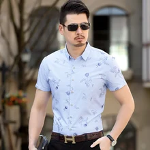 Высокое качество мужские летние цветочные рубашки повседневная мужская рубашка с коротким рукавом с цветочным принтом платье рубашка