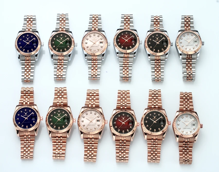 Известный бренд Роскошный стальной металлический ремешок Розовое золото браслет часы для мужчин и женщин подарок платье часы relogio masculino