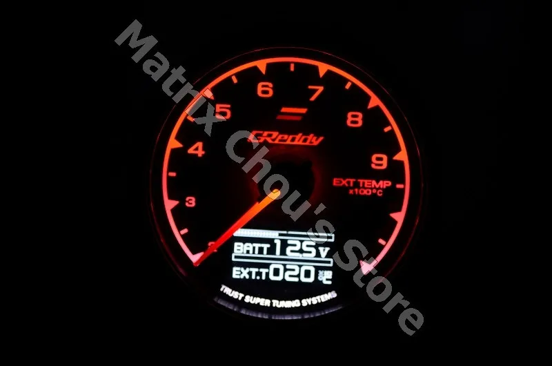 Gre* y Gauge EXT Temp Gauge 7 светового цвета ЖК-дисплей с напряжением прибор для измерения температуры выхлопных газов метр 62 мм 2,5 дюйма с датчиком гонок geddi Gauge