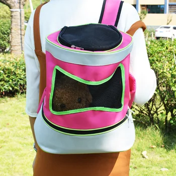 

New arrival Pet Portable bag breathable Grid Pet double shoulder backpack Puss bag dog carrier harness backpack