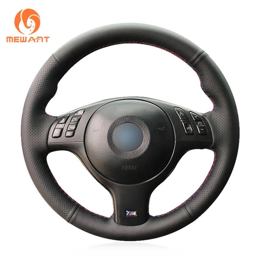 MEWANT Black Artificial Leather Hand Sew Car Steering Wheel Cover for BMW E46 E39 330i 540i 525i 530i 330Ci M3 2001-2003 MEWANT Black Artificial Leather Hand Sew Car Steering Wheel Cover for BMW E46 E39 330i 540i 525i 530i 330Ci M3 2001-2003