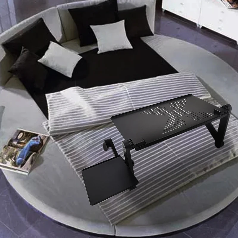 Портативный складной регулируемый ноутбук стол компьютерный стол подставка лоток для дивана кровать черный
