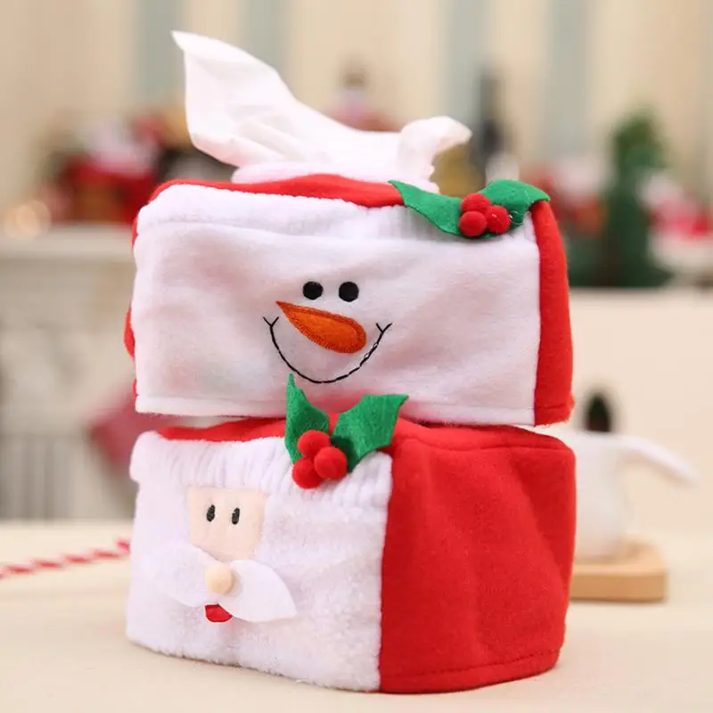 

Merry Christmas Tissue Box Cover Christmas Santa Claus Snomman Style Tissue Box Cover Xmas Home Decoration Table Ornament
