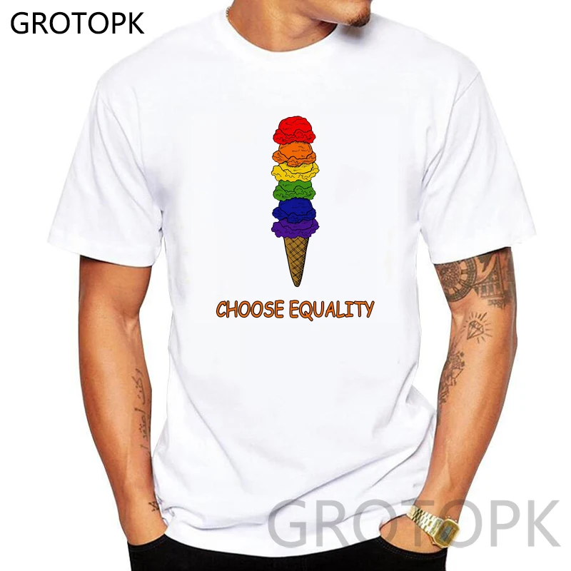 

2019 Pride Lgbt Gay Rainbow T Shirt Men Harajuku Casual Cotton T-shirt Funny T Shirts Choose Equality Prints Tee Shirt Homme