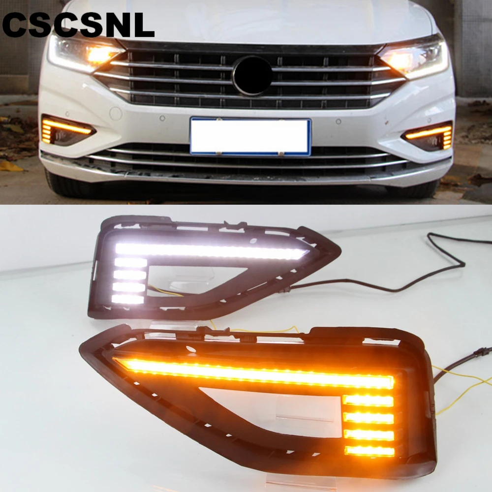 

CSCSNL 2PCS For Volkswagen VW Jetta Sagitar 2019 Dynamic Yellow Turn Signal Relay 12V Car DRL Lamp LED Daytime Running Light
