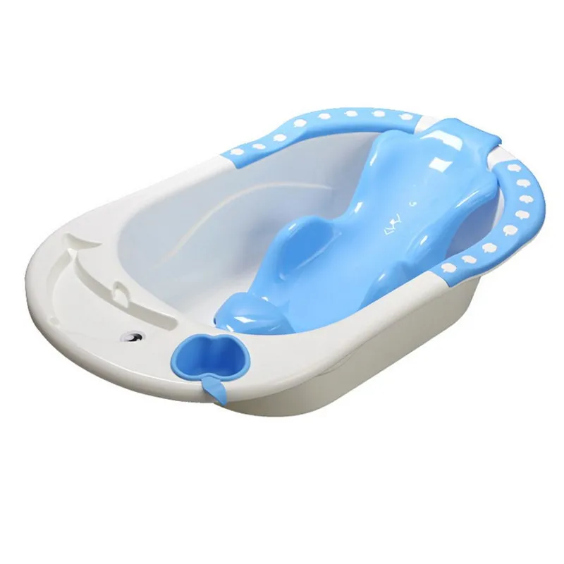 Baby Large Bathtub Be able to sit and lie down Apple Dolphin Children Sark With Water Scoop Bathing Frame with Strip Lying Plate
