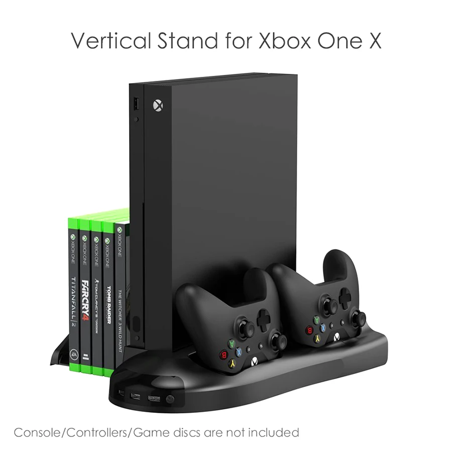 Вертикальная подставка для Xbox One X с вентиляторами охлаждения два контроллера