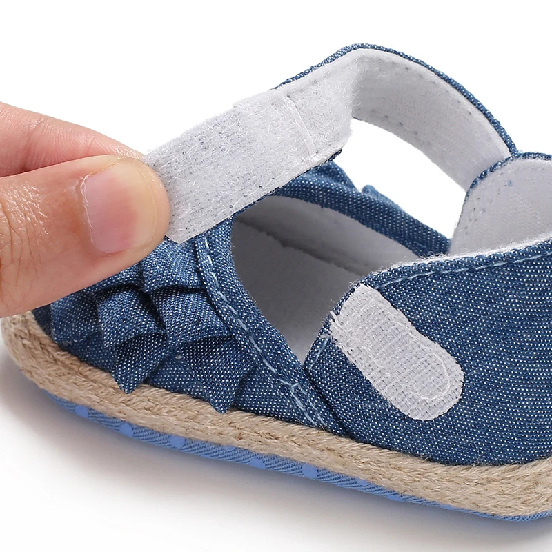 Нескользящая Мягкая дышащая детская обувь для новорожденных девочек; сандалии с оборками; Тканевая обувь; 0-18 месяцев