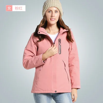 Refire gear Мужская и женская зимняя Толстая хлопковая куртка с USB подогревом, водонепроницаемая ветровка для походов, походов, альпинизма - Цвет: women pink