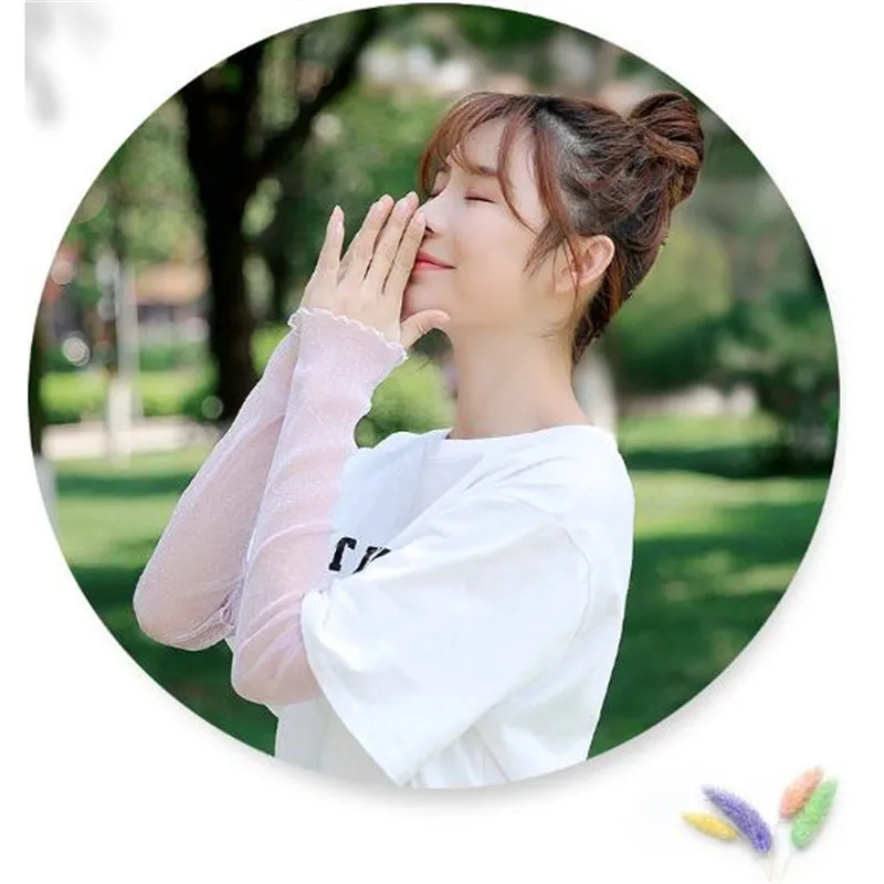 

1 Pair Women Sunscreen Arm Fingerless Gloves Ice Silk Cuff Sun Hand Protection Anti-UV Simple Design